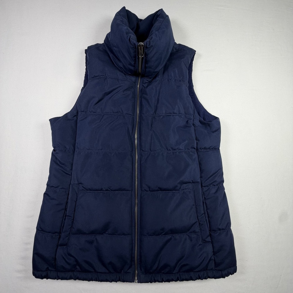 Old Navy Puffer Vest Navy Fleece Lined Quilted Vest Gorpcore Layering Womens M